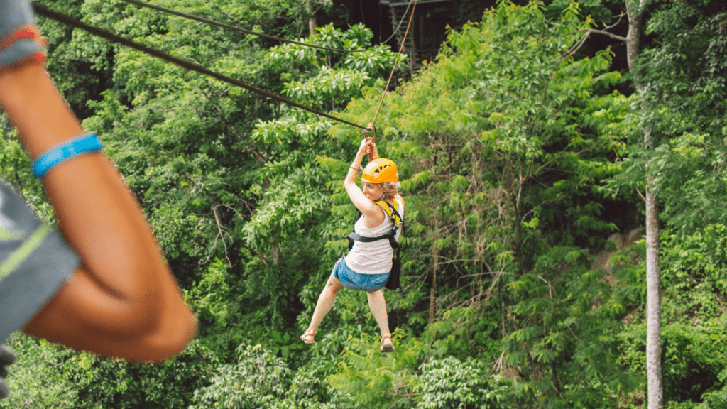 Enjoying zipline 