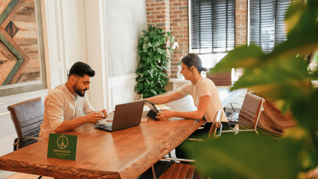 Working in eco friendly office